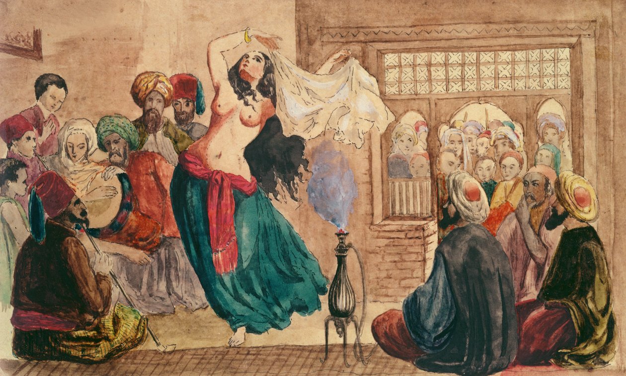 Un café turc, milieu du 19ème siècle - French School