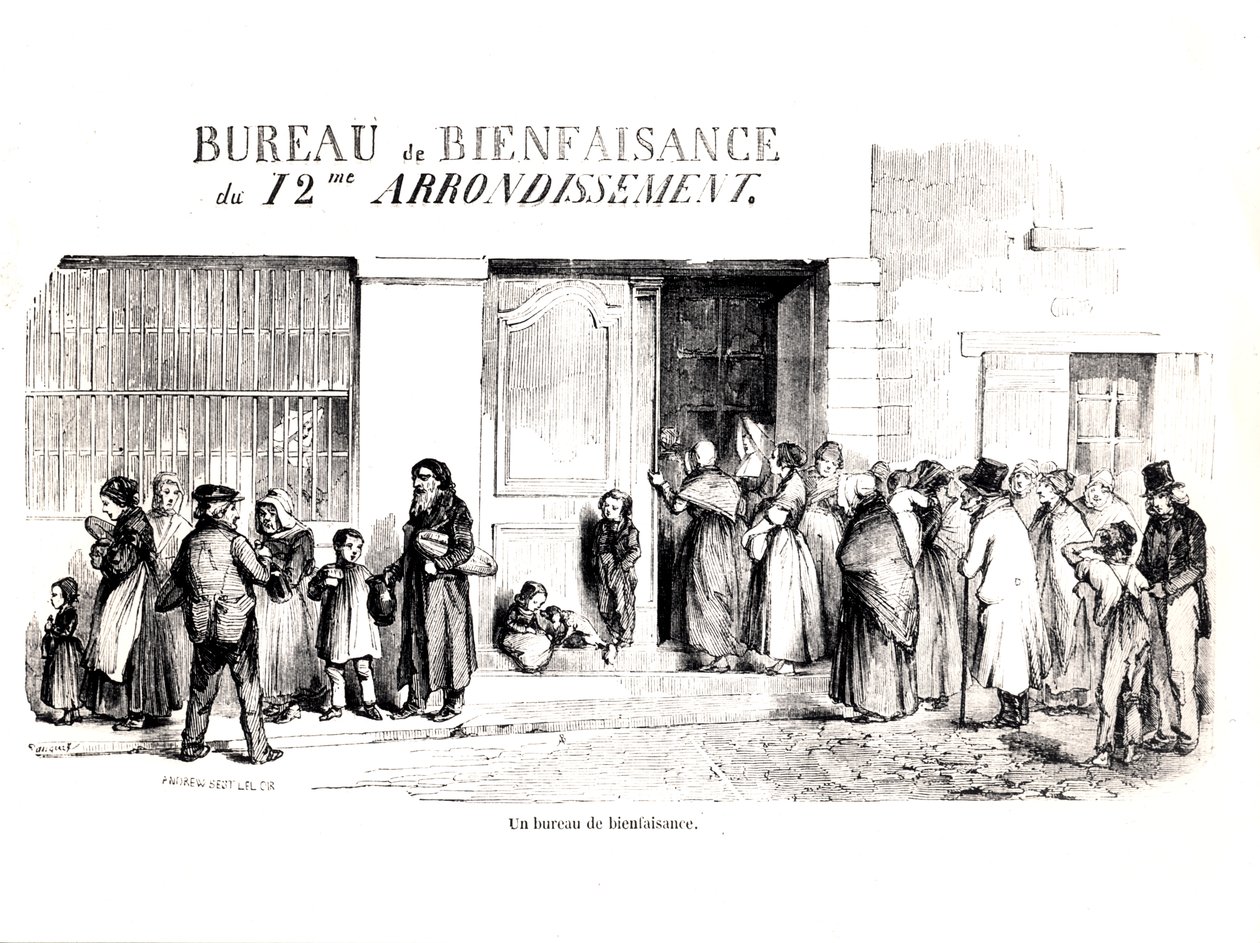 Un bureau de bienfaisance dans le 12e arrondissement de Paris, vers 1870 - French School