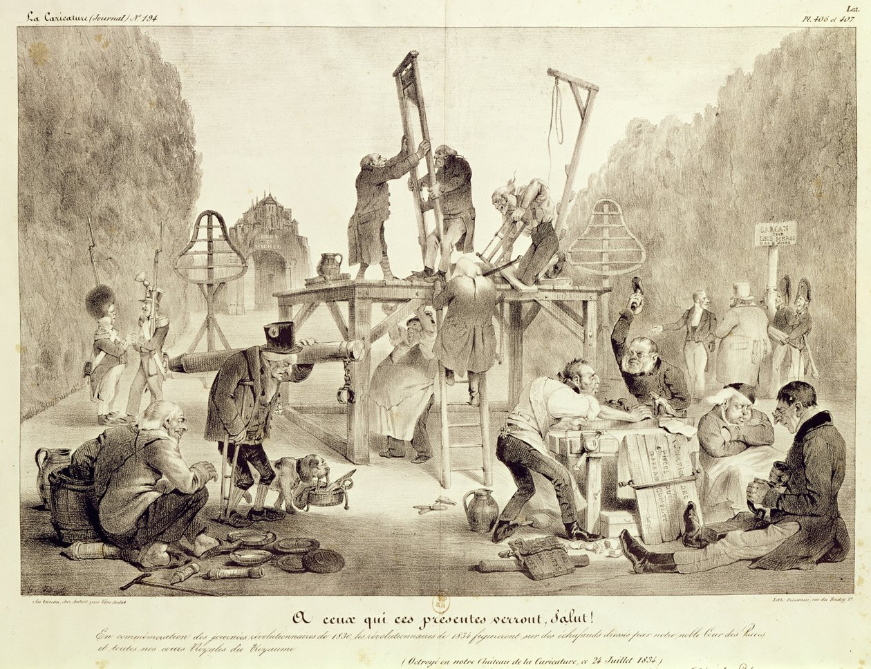 A ceux qui ses présentes verront, salut!, planches 406 et 407, no.194, La Caricature, imprimé par Delaunois - French School