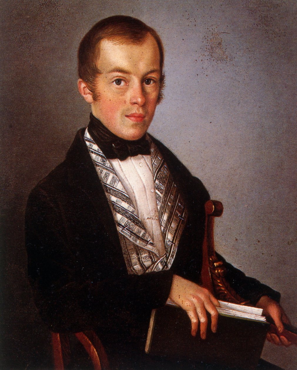 Un homme avec un livre à la main - French School