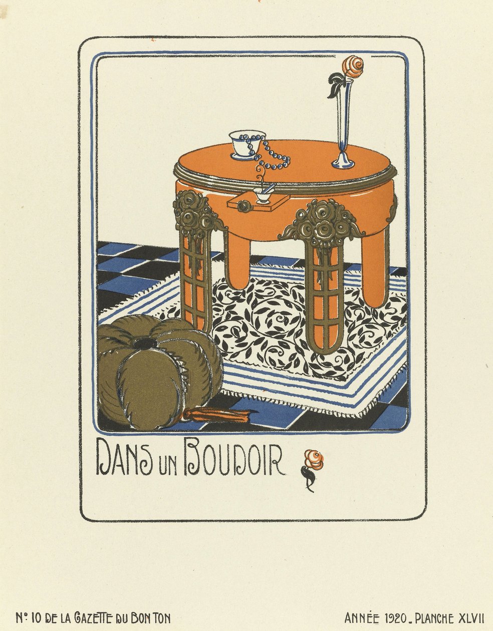 Advertisement for "Dans un Boudoir", pub.1920 (pochoir print) - French School