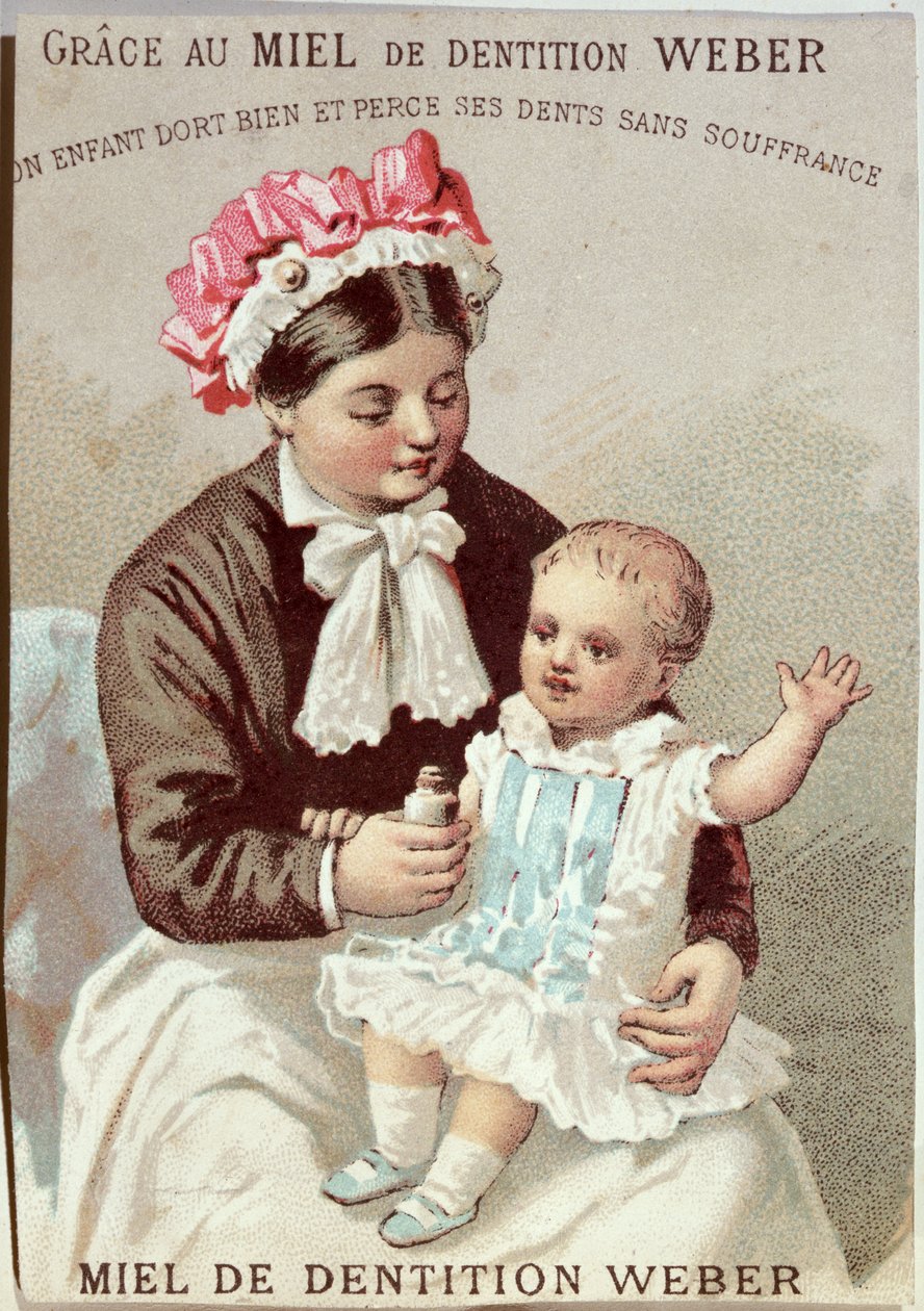 Publicité pour le gel de dentition Weber, vers 1880-90 - French School