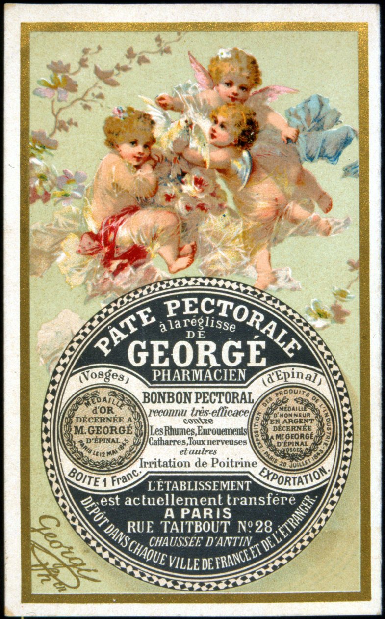 Carte publicitaire pour la Pâte Pectorale à la Réglisse par Georgé Pharmacien. sd. 19ème siècle - French School