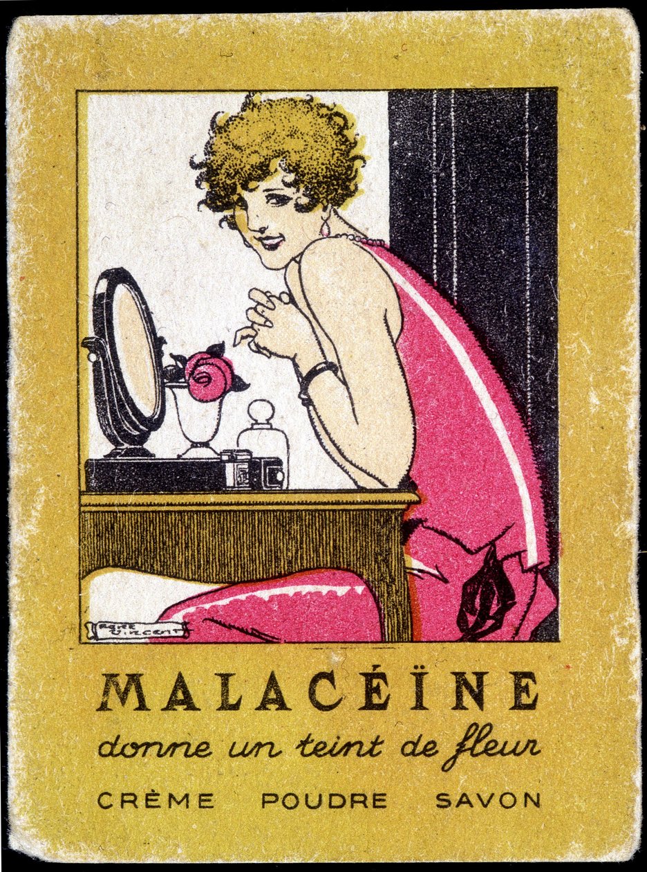 Carte postale publicitaire pour les produits de beauté Malacéïne. vers 1920. - French School
