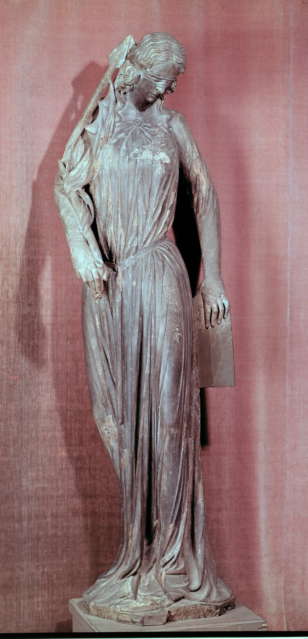 Figure allégorique de la Synagogue, du portail du transept sud de la cathédrale de Strasbourg, vers 1230 - French School
