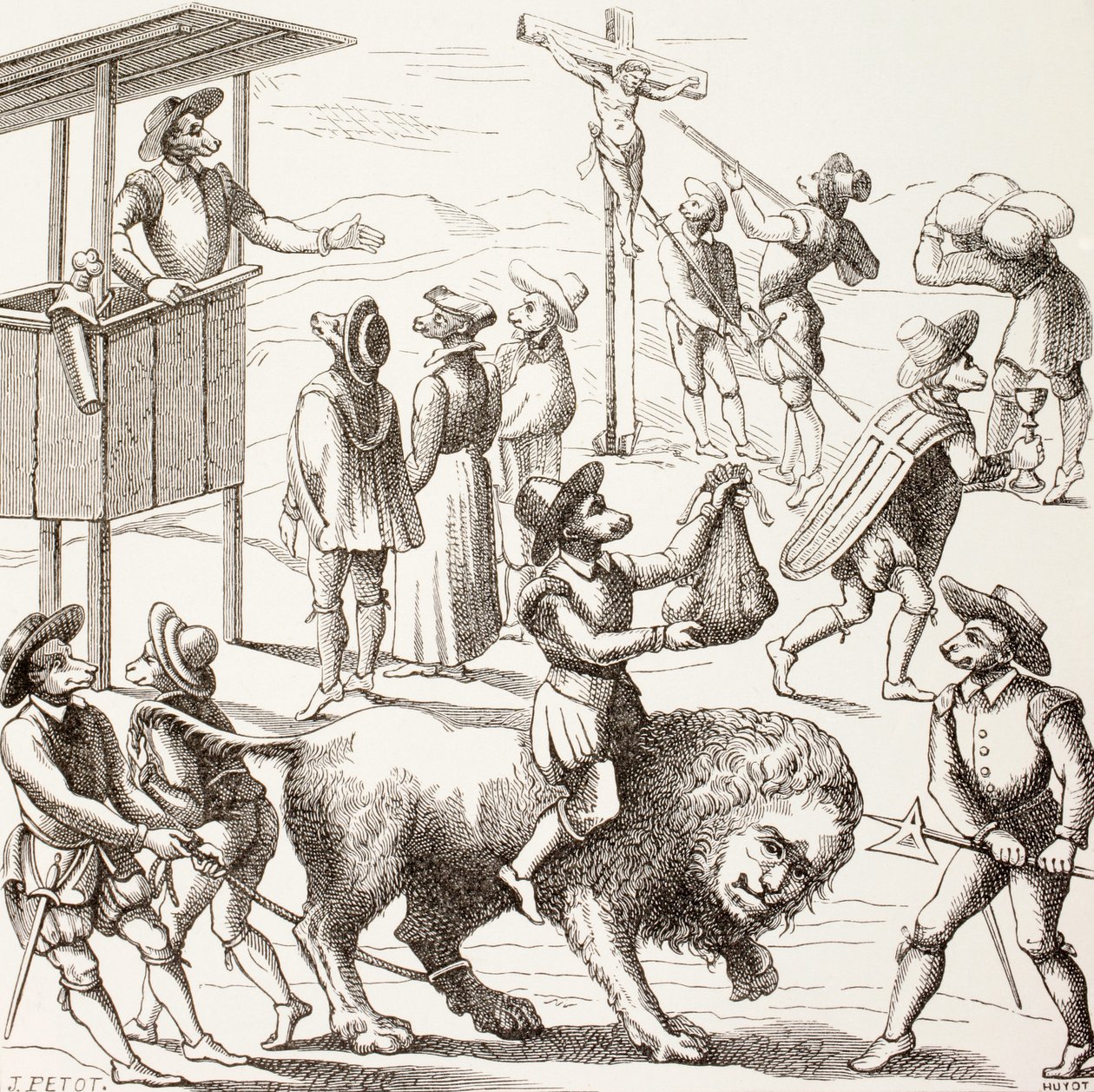Image allégorique des excès prétendument commis par les Huguenots, de 