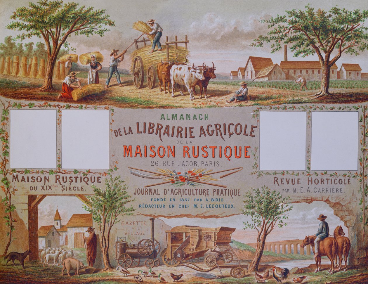 Almanach de la librairie agricole La Maison Rustique, vers 1860 (gravure en couleur) - French School