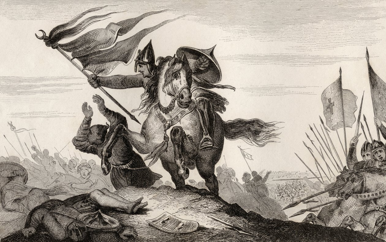 Un chevalier français du 8ème siècle en bataille, de 