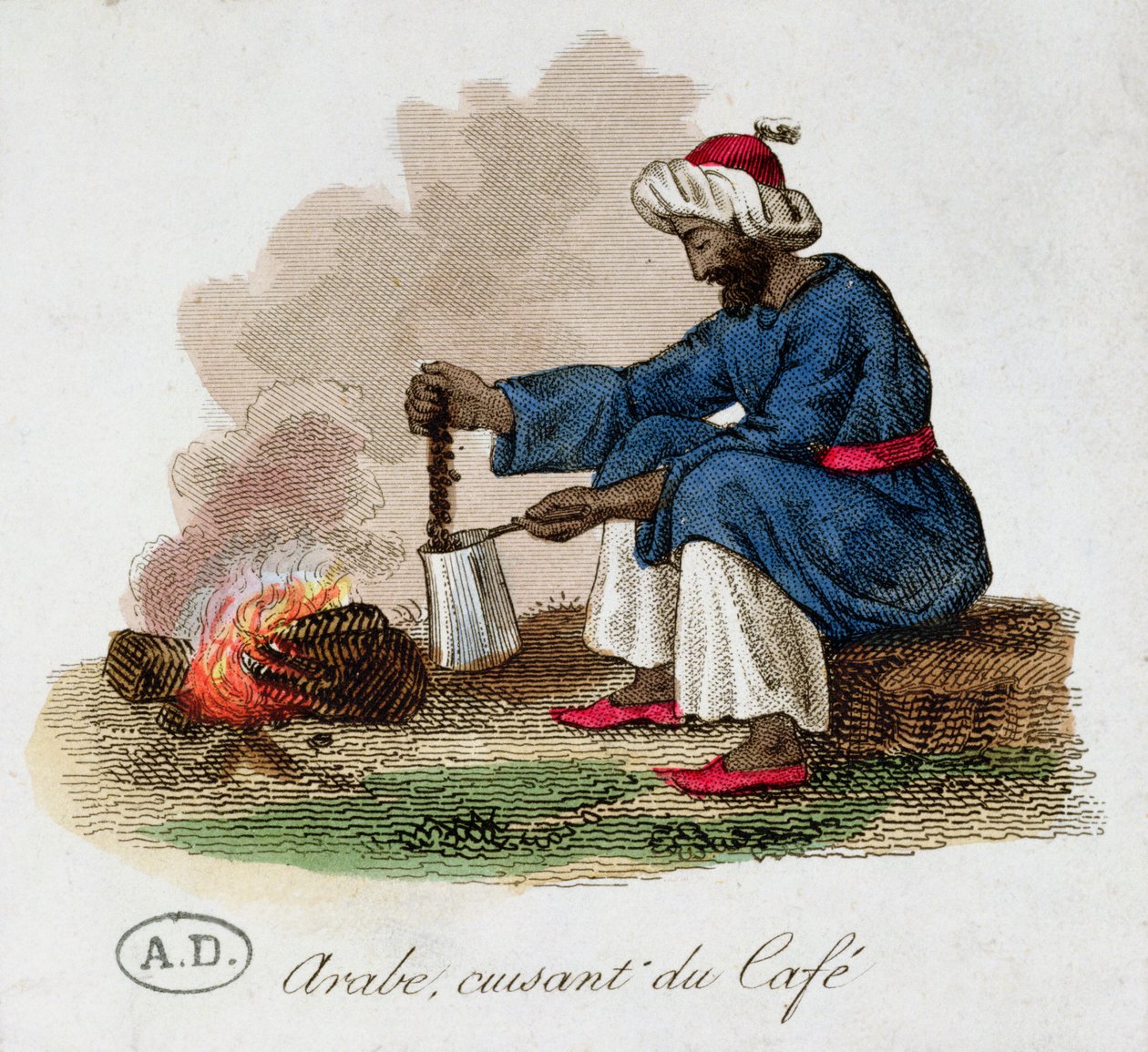Un Arabe préparant du café, début du XIXe siècle - French School