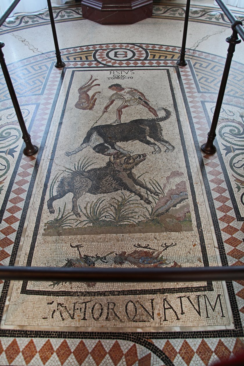 Vue intérieure du Château : mosaïque - French School