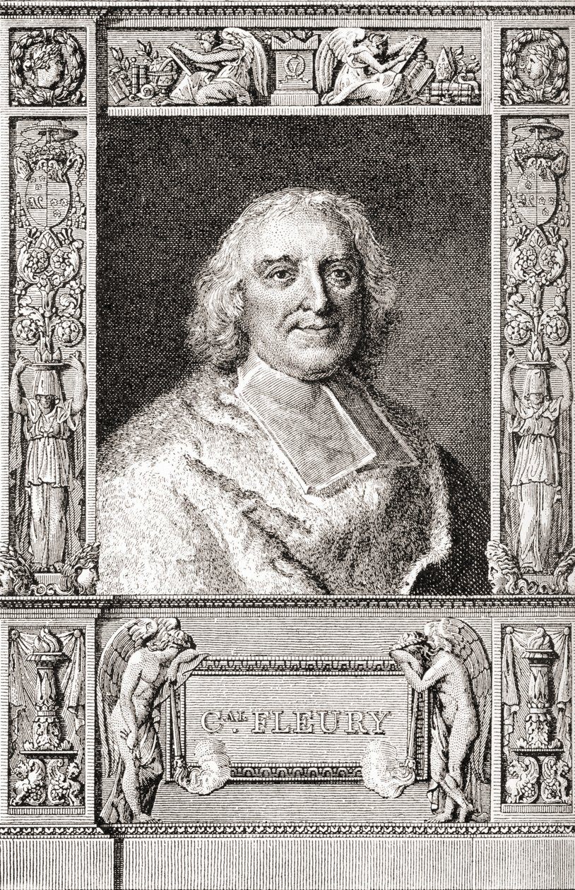 André-Hercule de Fleury, évêque de Fréjus, 1653-1743. Cardinal français et ministre principal de Louis XV. De Les Heures Libres publié en 1908 - French School
