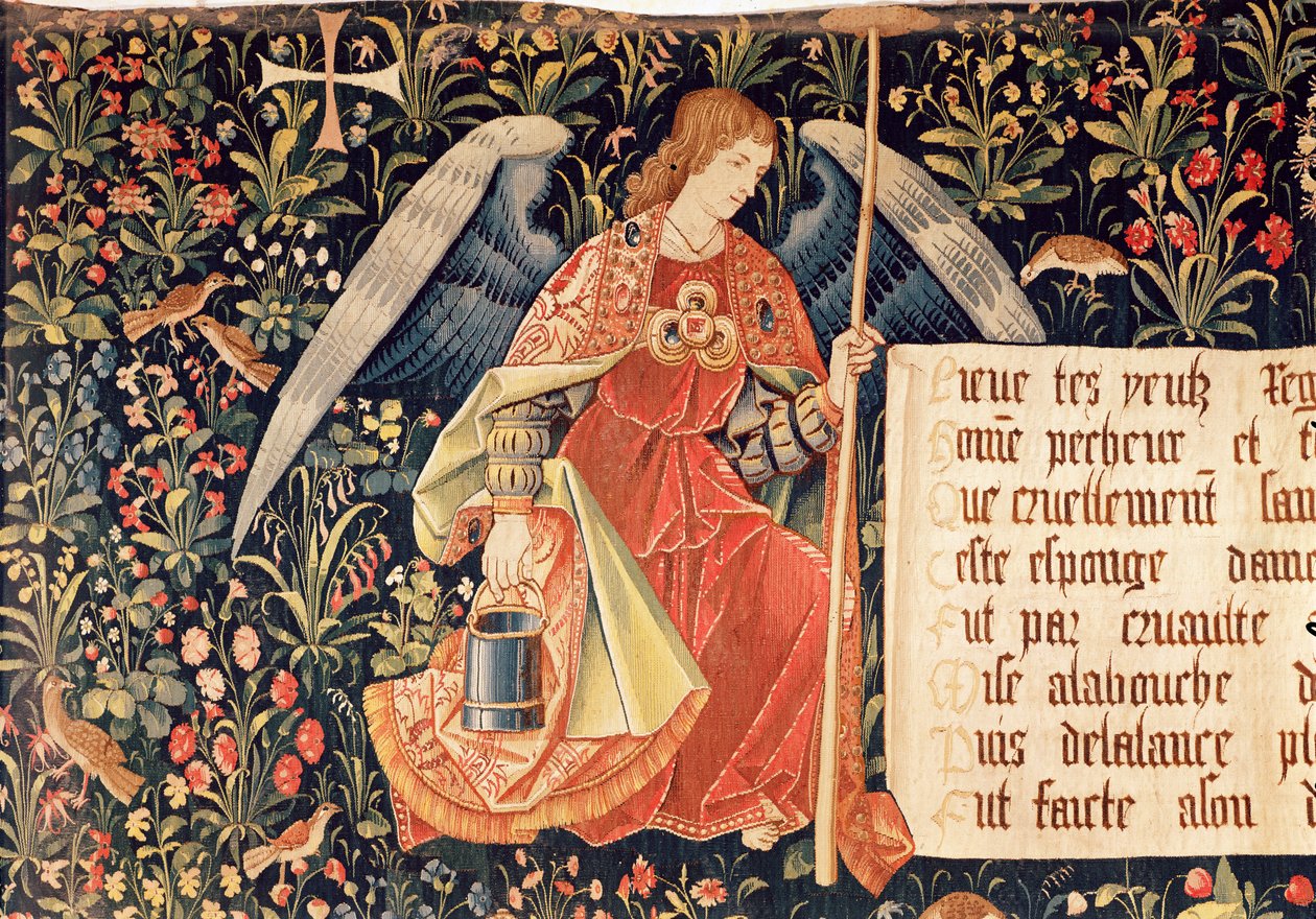 Ange avec une éponge attachée à une tige (détail) - French School