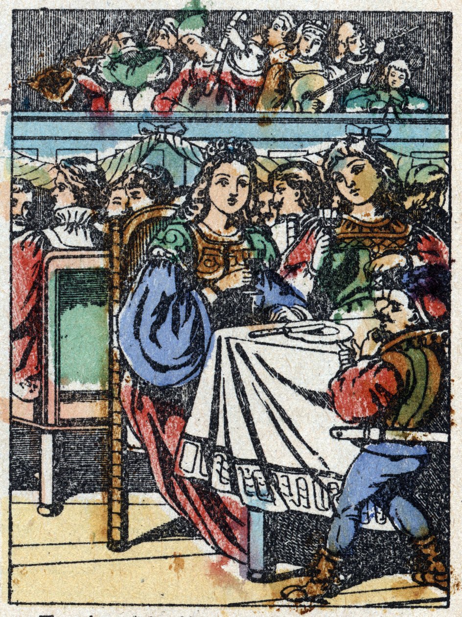 Illustration anonyme pour « La Belle au bois dormant », conte de Charles Perrault (1628-1703), écrivain français. Gravure sur bois de l