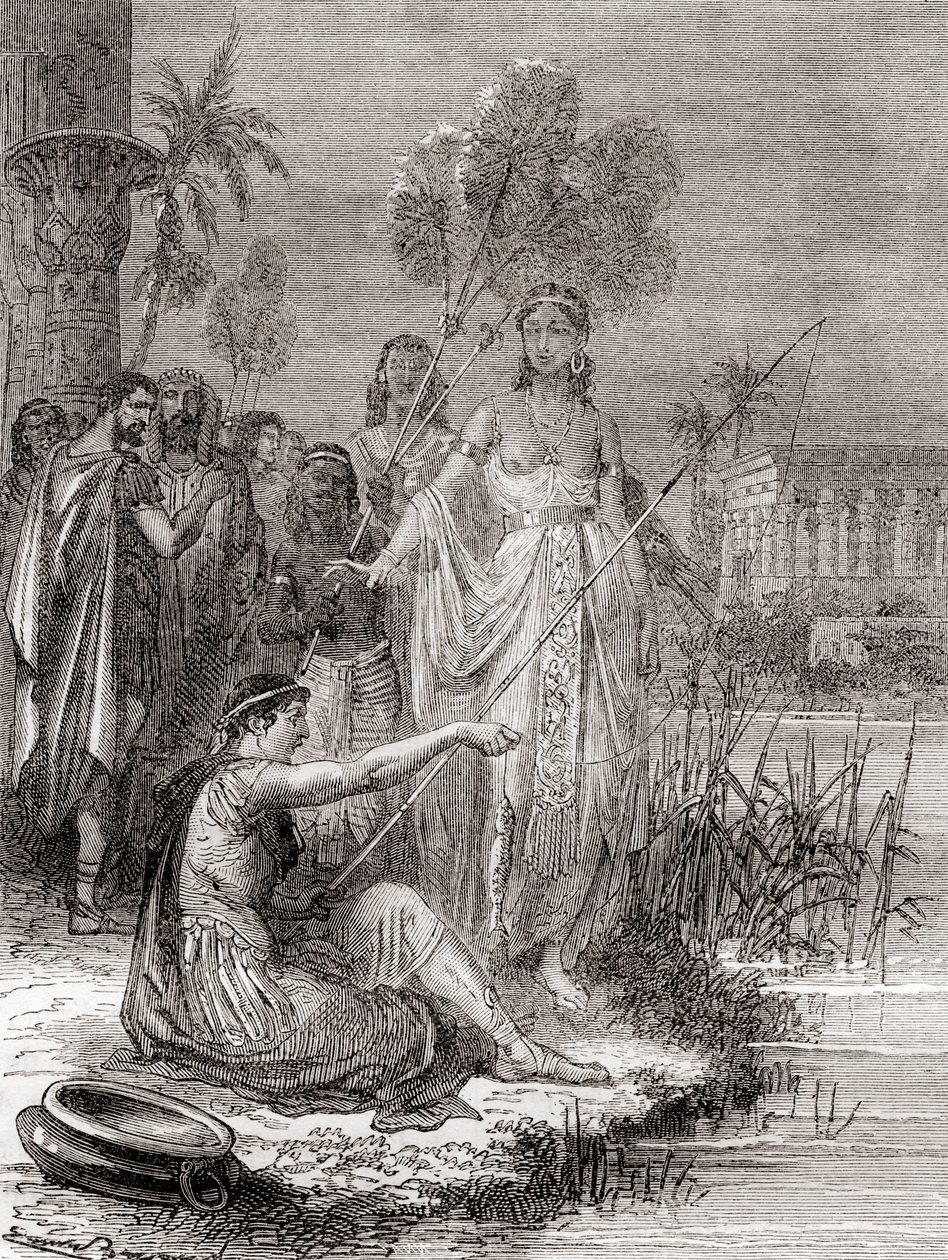 Antoine et Cléopâtre pêchant avec une flottille de petites embarcations sur le Nil, de Les Merveilles de la Science, publié c.1870 - French School