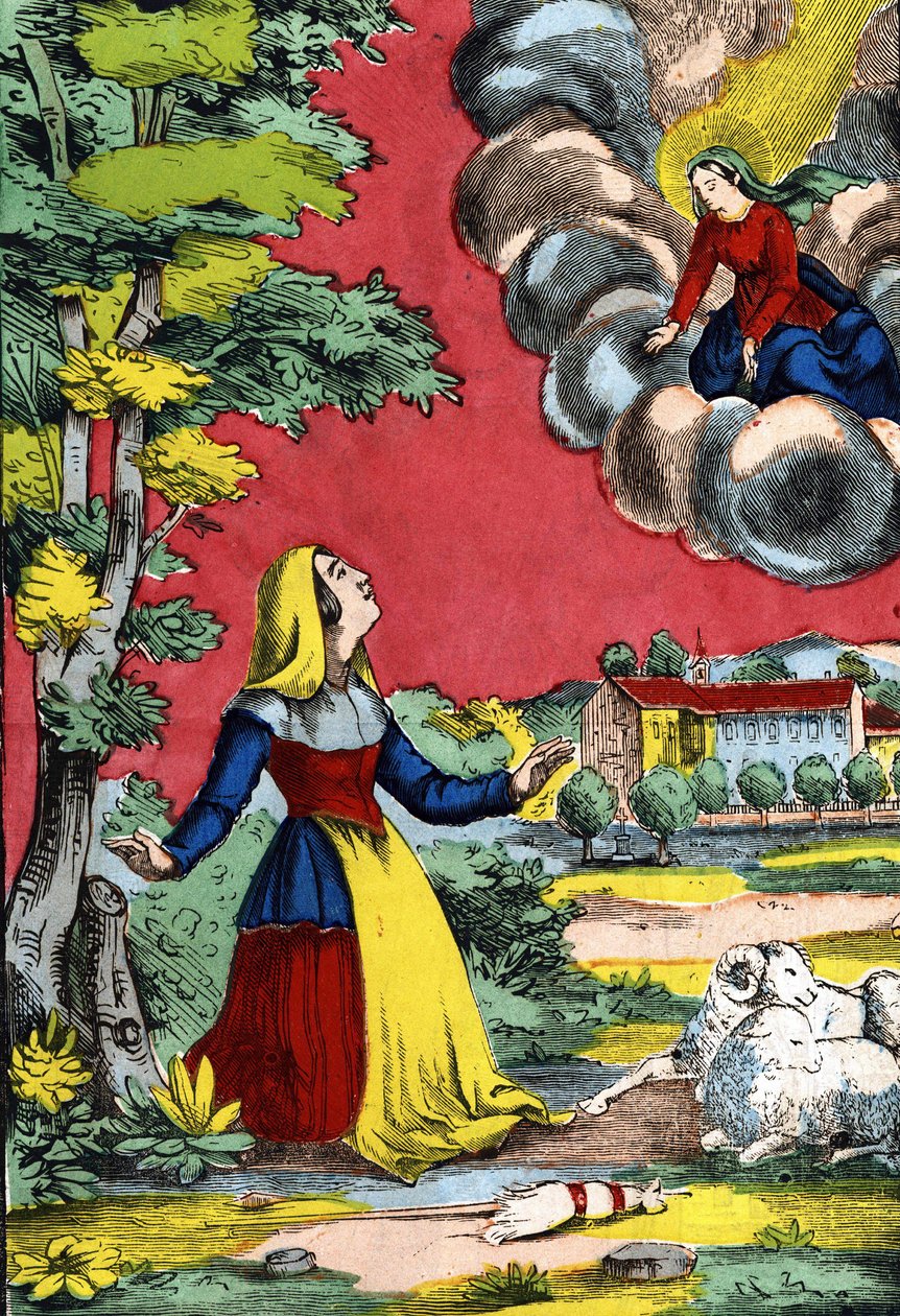 Apparition de la Vierge Marie à la Sainte Sœur Benoite, connue comme la Bergère du Laus. Image d