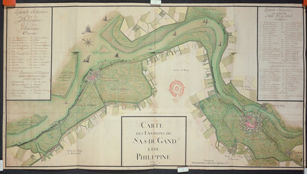 Région autour de Sas van Gent et Philippine, Pays-Bas, 1747 - French School