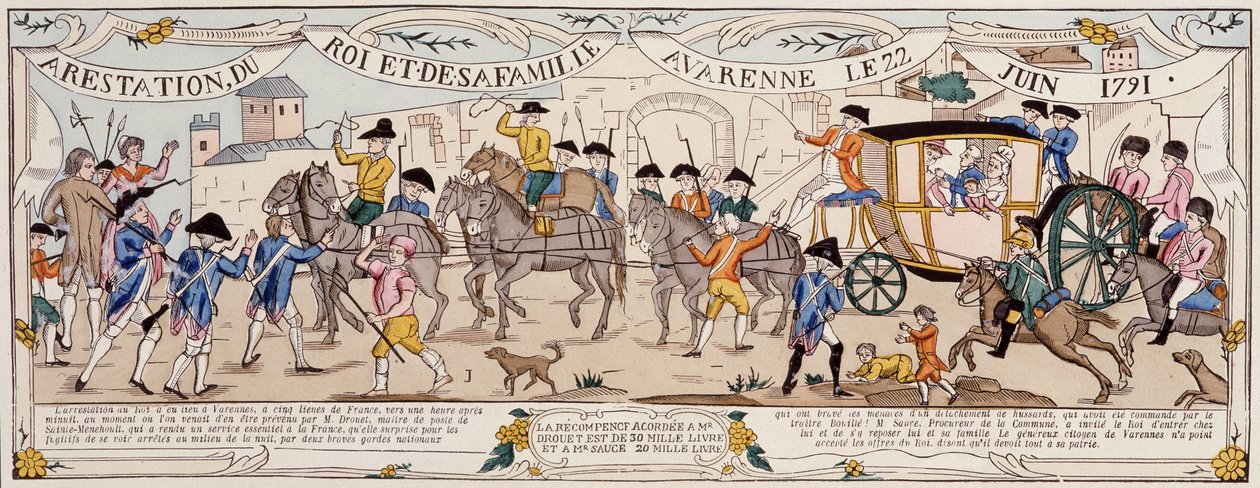 Arrestation du roi et de sa famille à Varennes le 22 juin 1791 - French School