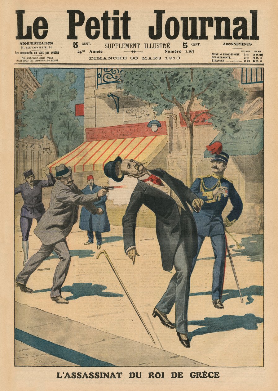 Assassinat de George Ier, roi de Grèce, illustration de couverture de 