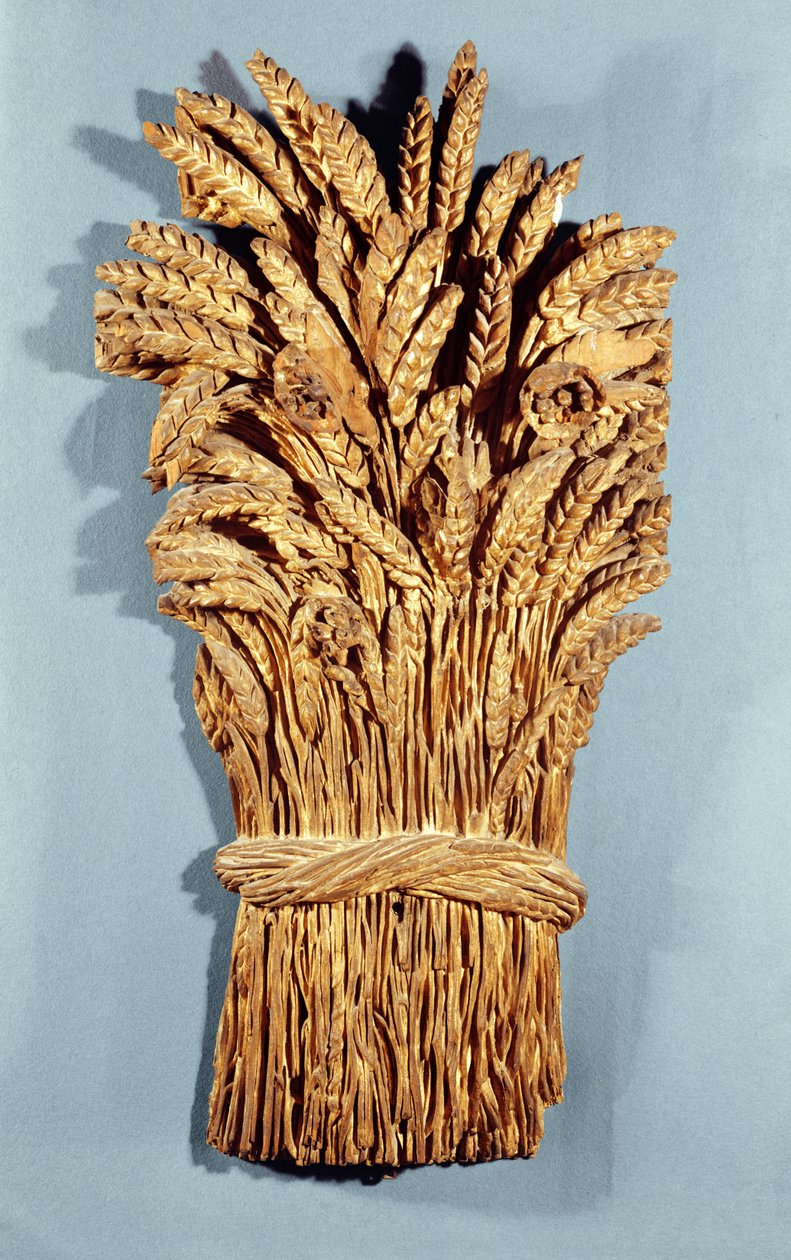 Enseigne de boulanger avec des épis de blé et des fleurs des champs - French School
