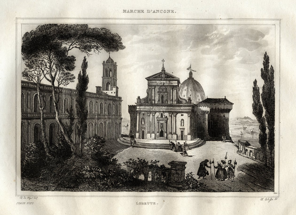 Basilique della Santa Casa - Loreto - Sanctuaire de Lorette - Basilique de Notre-Dame de Lorette - Maison Sainte de Lorette ou Maison de Nazareth - Gravure de « L