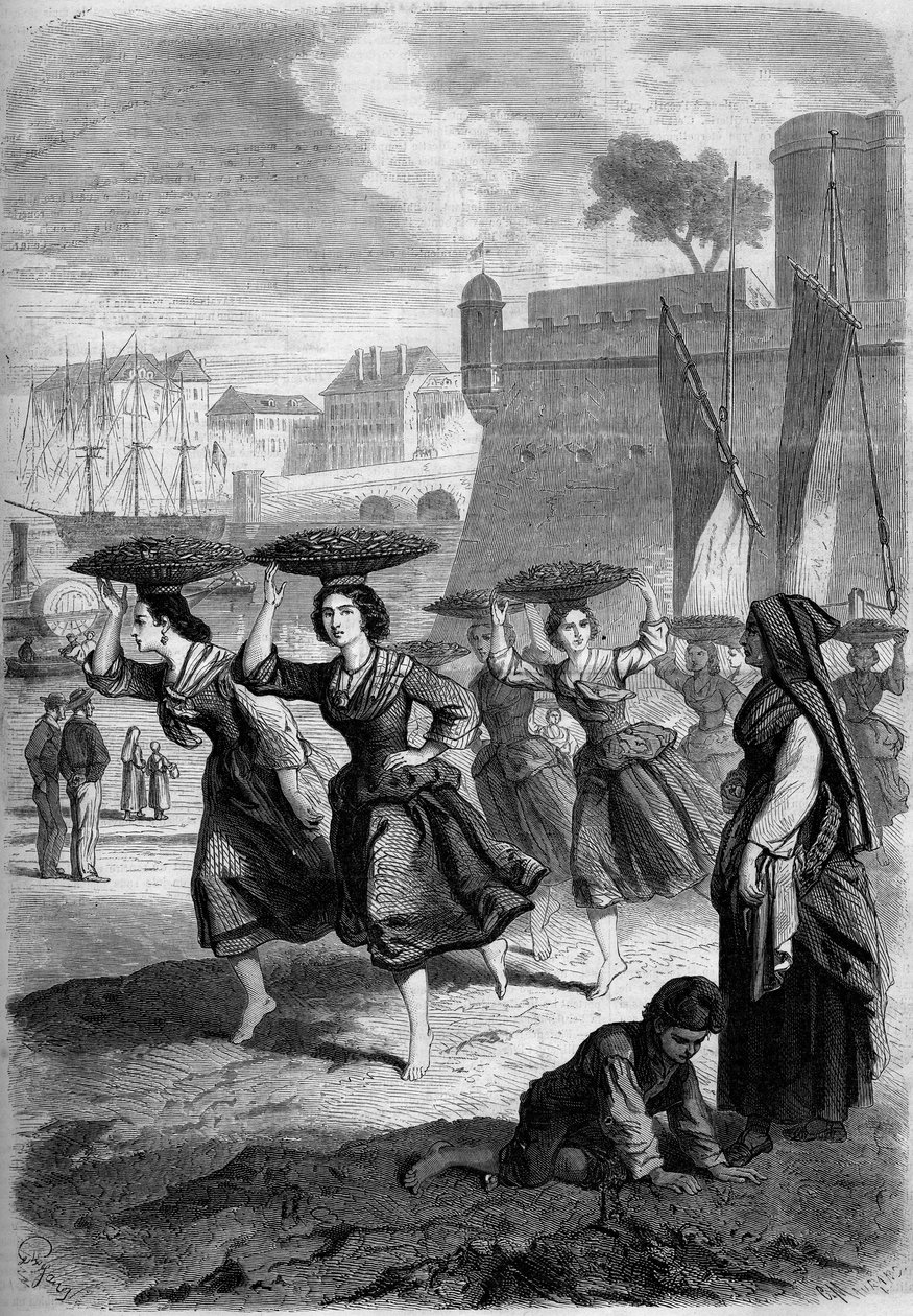 Marchands de sardines de Bayonne se rendant à Biarritz, Pyrénées-Atlantiques (64) - French School