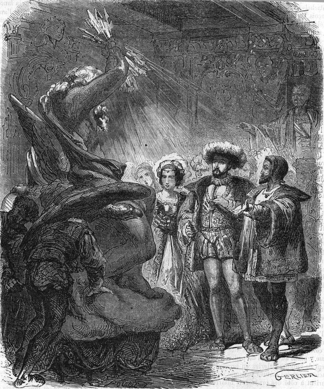 Benvenuto Cellini (1500-1571), artiste italien à la cour de François 1er. Dans « Histoire Populaire de la France », sd. vers 1885. Gravure. - French School