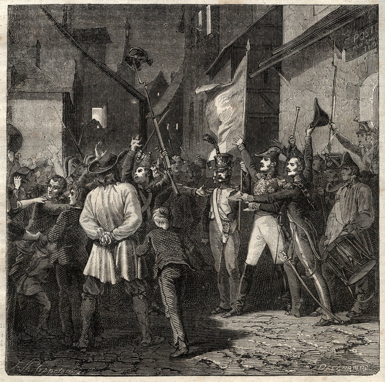 Conspiration de Berton 1822 - Le général Jean Baptiste Breton dit Berton (1769-1822) établit un gouvernement provisoire à Thouars en 1822 - French School