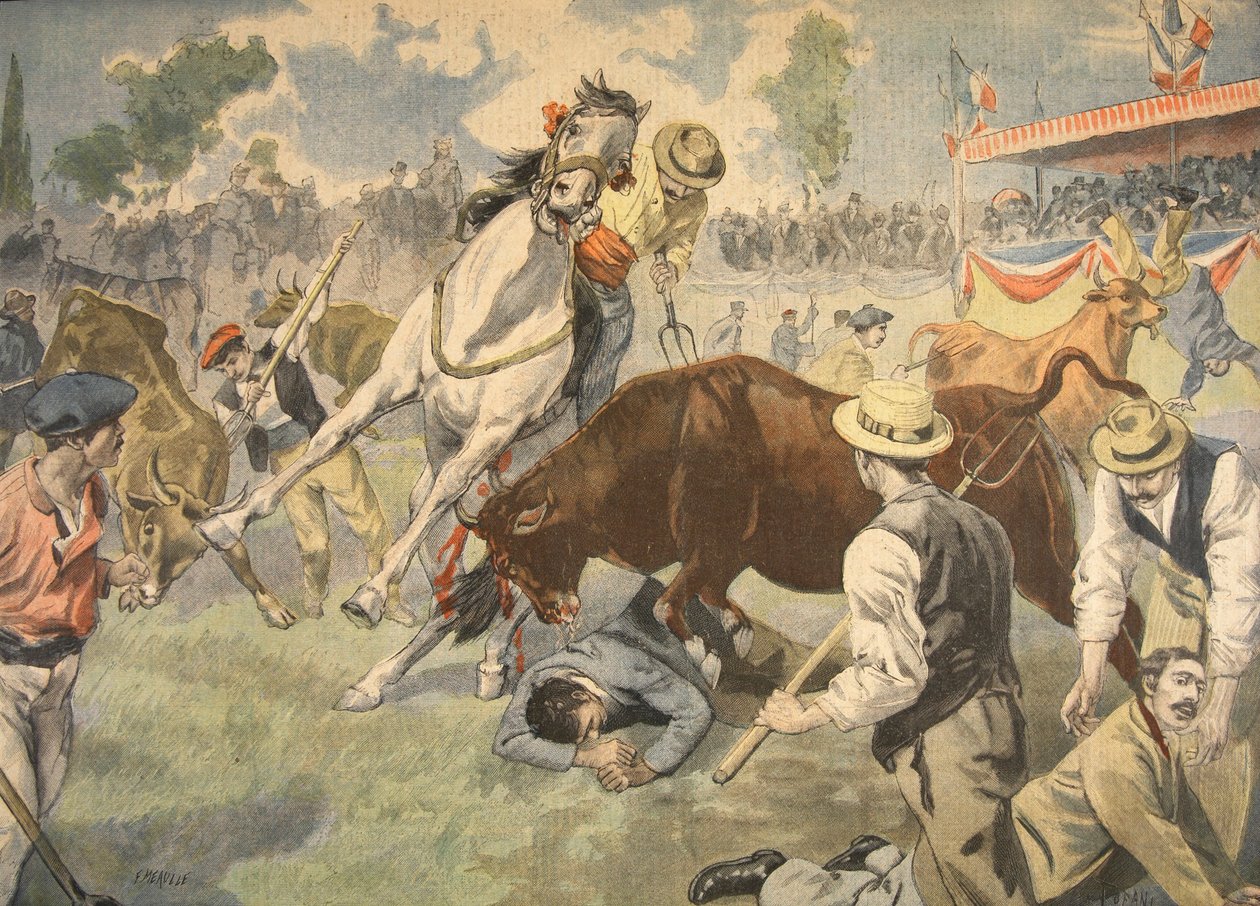 Accident sanglant à Arles, illustration du Petit Journal : Supplément illustré, 1898 - French School