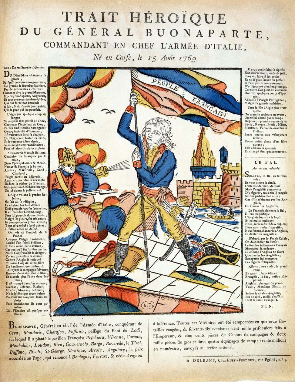 Bonaparte (1769-1821) plantant le drapeau français sur le pont de Lodi, 10 mai 1796 extrait de L