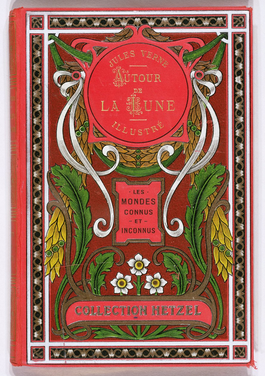 Couverture de Autour de la Lune par Jules Verne (1828-1905), éditions Hetzel, fin du XIXe siècle - French School