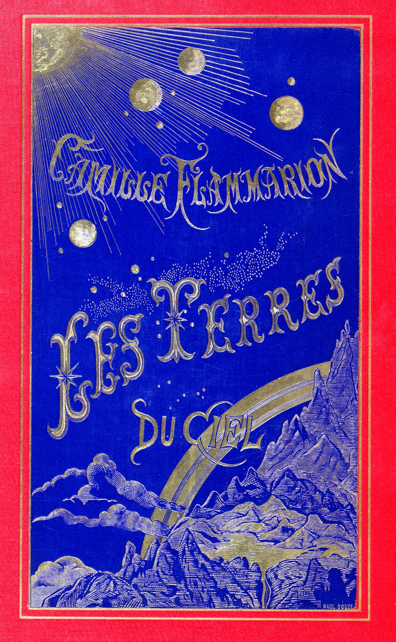 Couverture du livre Les Terres du Ciel écrit par Camille Flammarion (1842-1925) 1877 (cuir) - French School