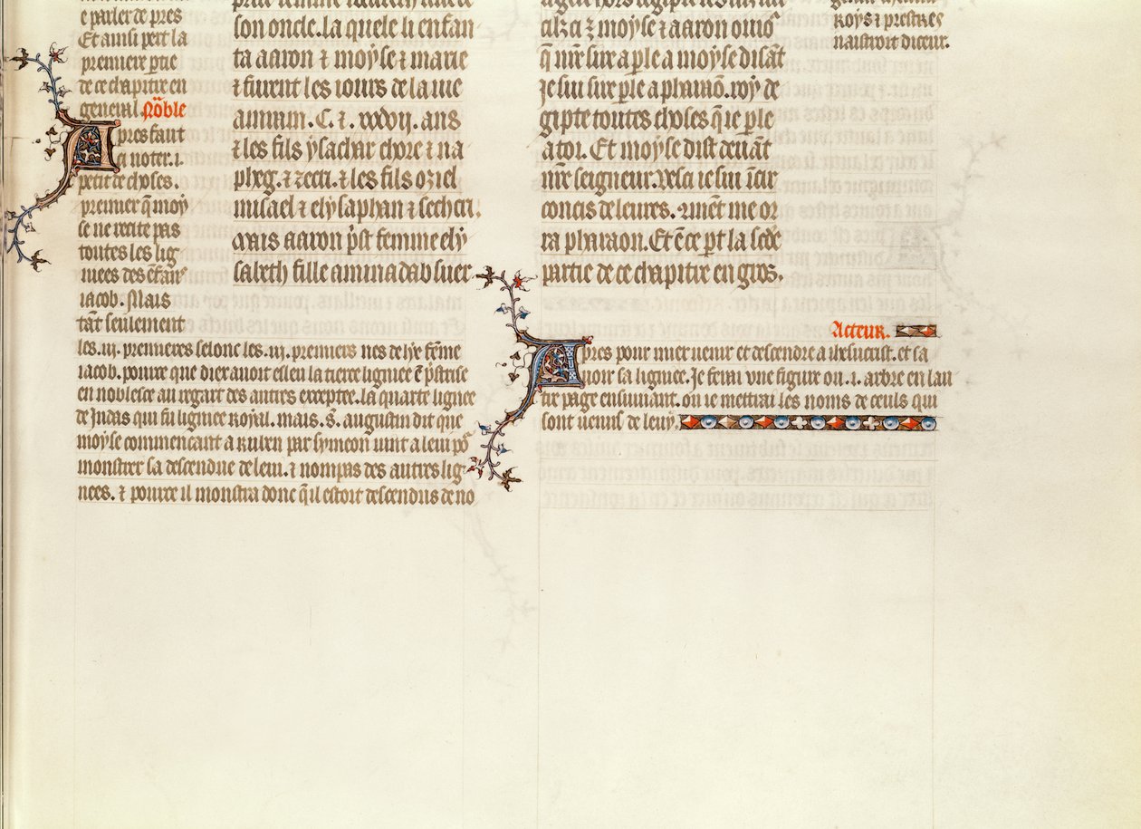 Bas de page sans miniature, de la Bible de Jean de Sy, c.1355 - French School