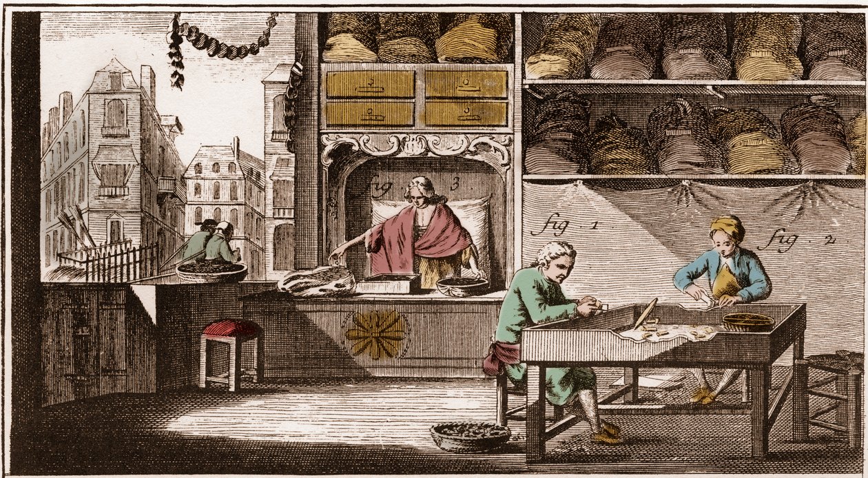 Bouchonnier, fabrication de bouchons en liège - « La Grande Encyclopédie, ou Dictionnaire raisonné des sciences, des arts et des métiers » par Denis Diderot (1713-1784) et Jean d