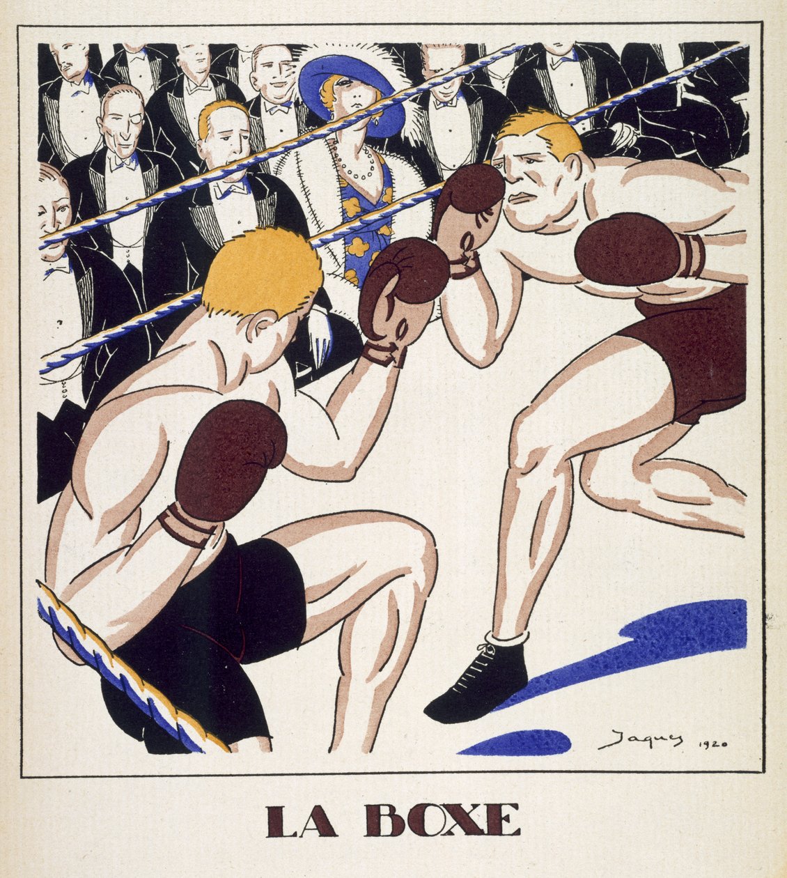 Boxe, extrait de "Monsieur" 1920 (épreuve de pochoir) - French School