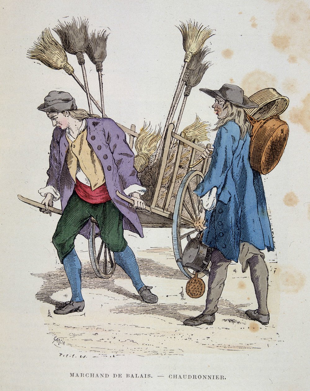 Marchand de balais et chaudronnier - dans «Les costumes de Paris à travers les siècles» - French School