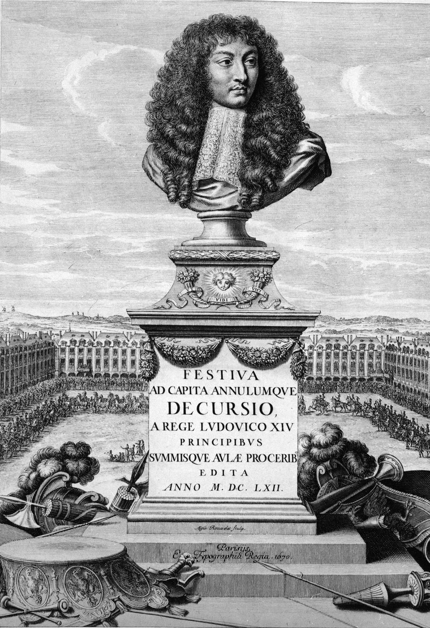 Buste de Louis XIV le Grand (1638-1715) - dans « Festiva ad Capita Cancellumque Decursio, A Rege Ludovico XIV... », C. Perrault, Paris Imprimerie Royale - French School