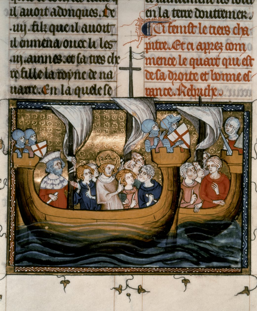CROISADE Septième: Louis IX partant pour la 7ème croisade (1248-54) - French School