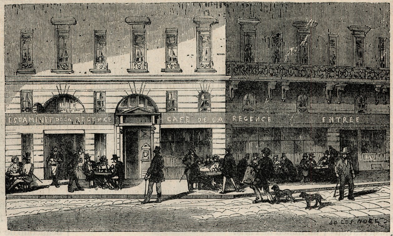 Café de la Régence de la Place du Palais-Royal à Paris au 19ème siècle - Gravure dans « Tableau de Paris » par Edmond Texier 1852 - French School