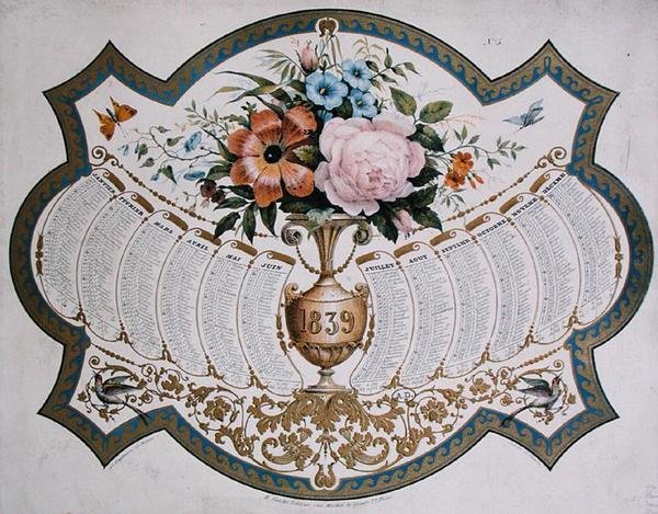Calendrier pour 1839, gravé par Godefroy Engelmann (1788-1839) c.1838 - French School