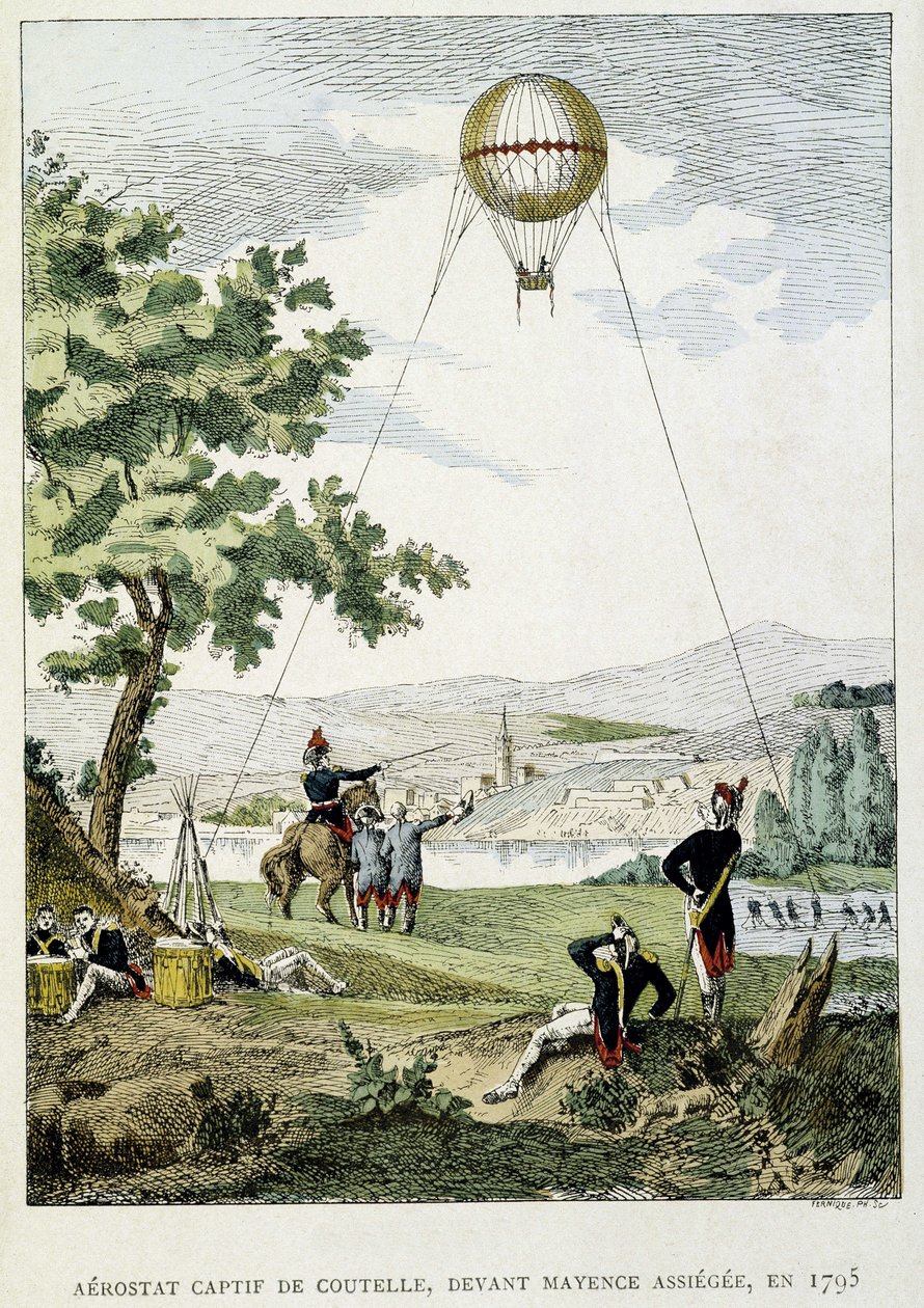 Aérostat captif par Jean Marie Joseph Coutelle (1748-1835), avant Mayence assiégée - French School