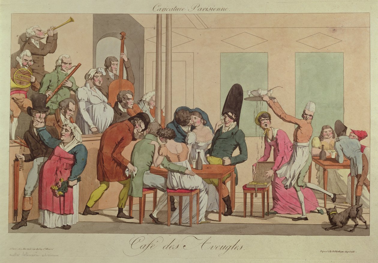 Caricature du Café des Aveugles, vers 1800 - French School