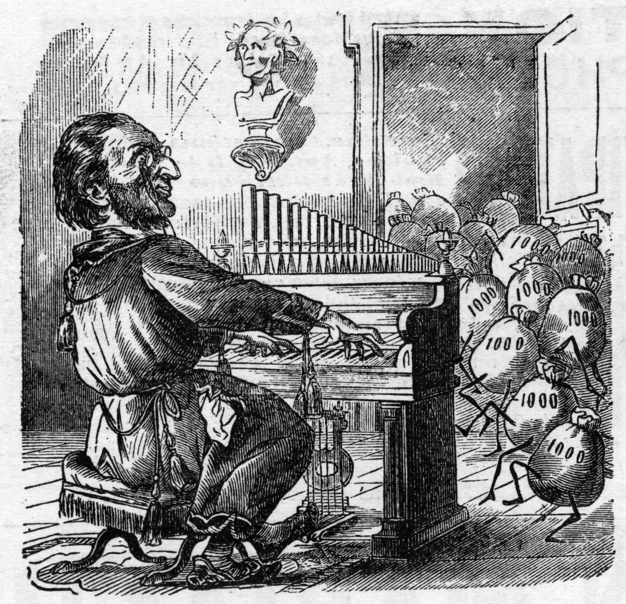 Caricature du compositeur allemand Richard Wagner - French School