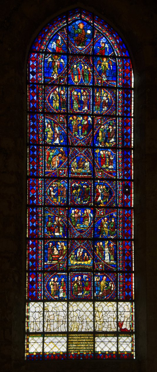 Cathédrale de Chartres, vitrail : vie de saint Apollinaire et chœur des anges - French School