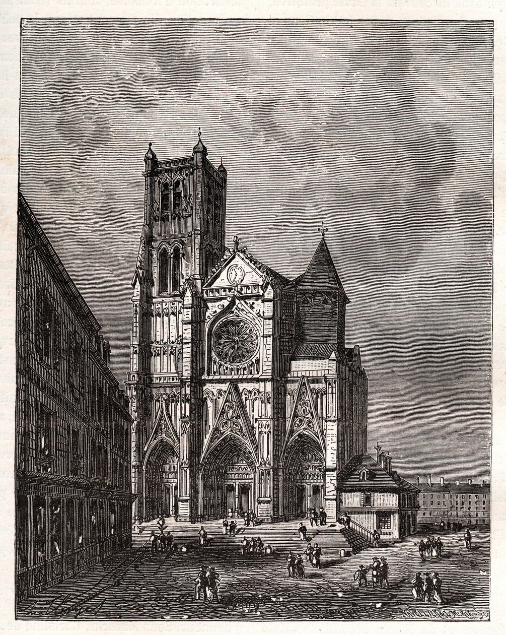 Cathédrale Saint-Étienne de Meaux - Seine-et-Marne - gravure dans «La France illustrée: géographie, histoire, administration statistique» par V.A. Malt-Brown. 1884 - French School