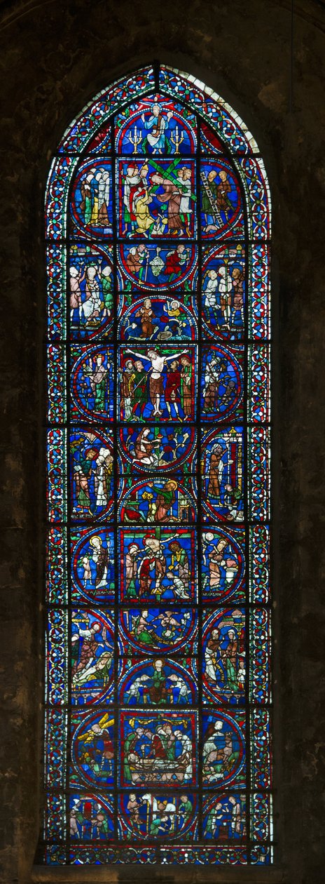 Cathédrale de Chartres, vitrail : typologie de la passion - French School