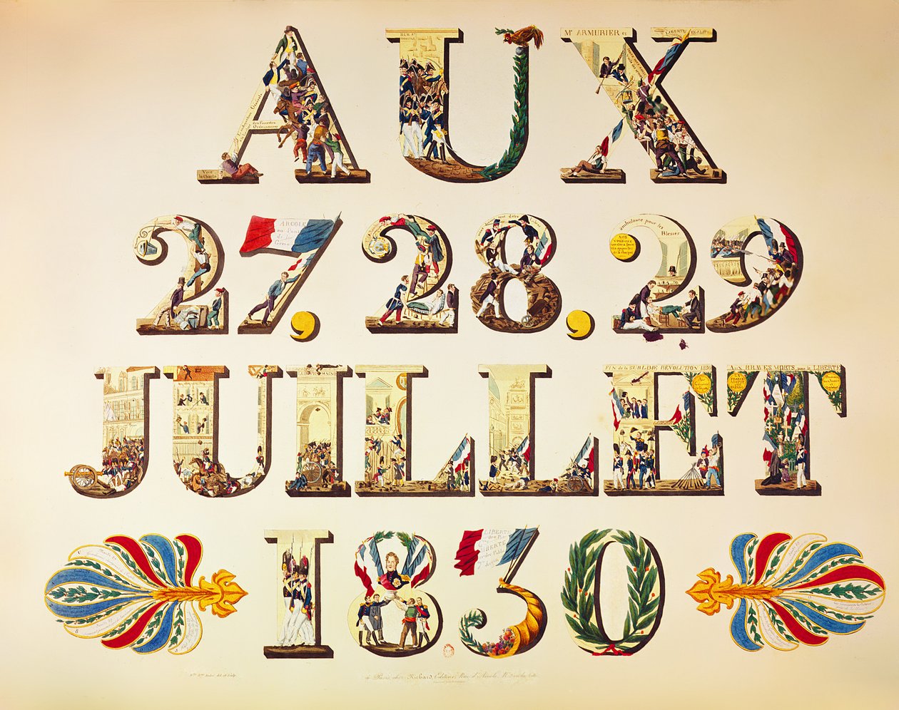 Célébration des Trois Glorieuses, 27, 28 et 29 juillet 1830 - French School