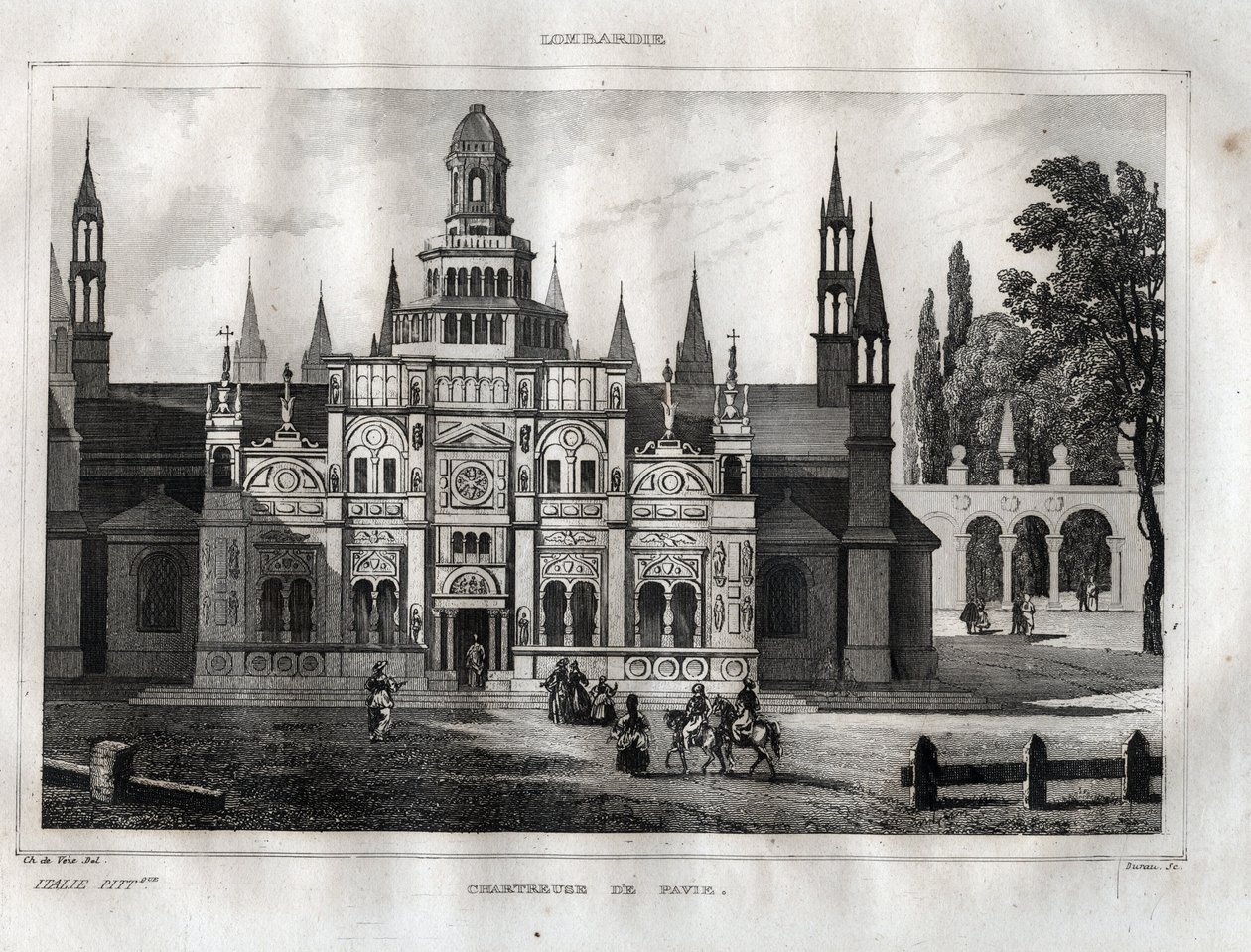 Certosa di Pavia - Chartreuse de Pavie - Gravure de « L