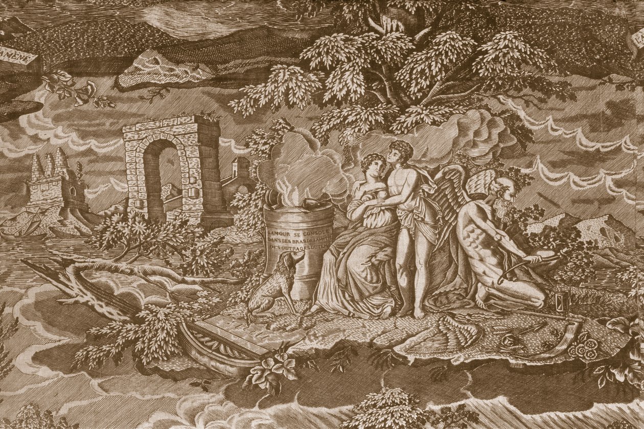 Housse de chaise avec inscriptions en français, c.1811 - French School