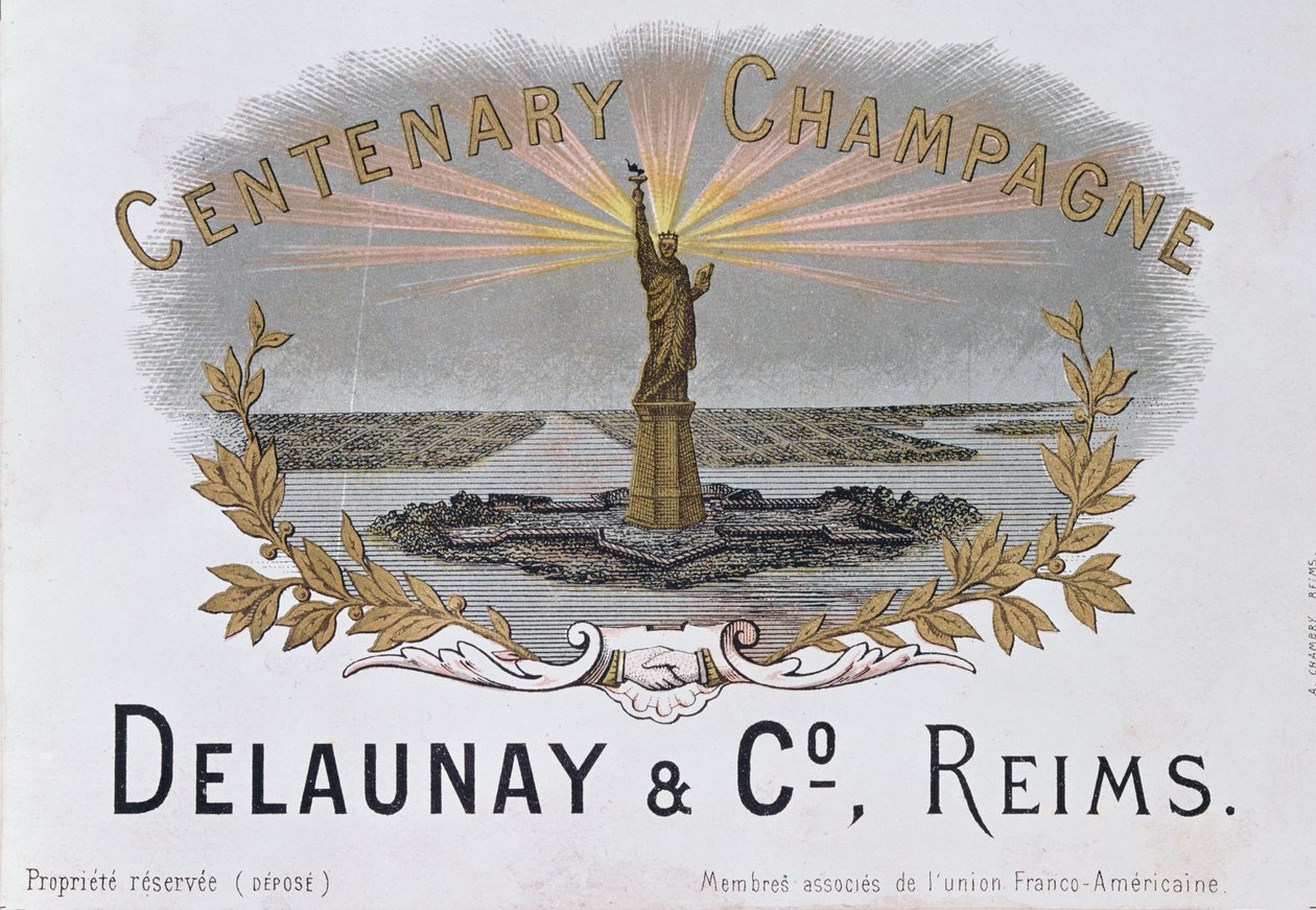 Étiquette de champagne de la maison Delaunay & Co. célébrant le centenaire de l