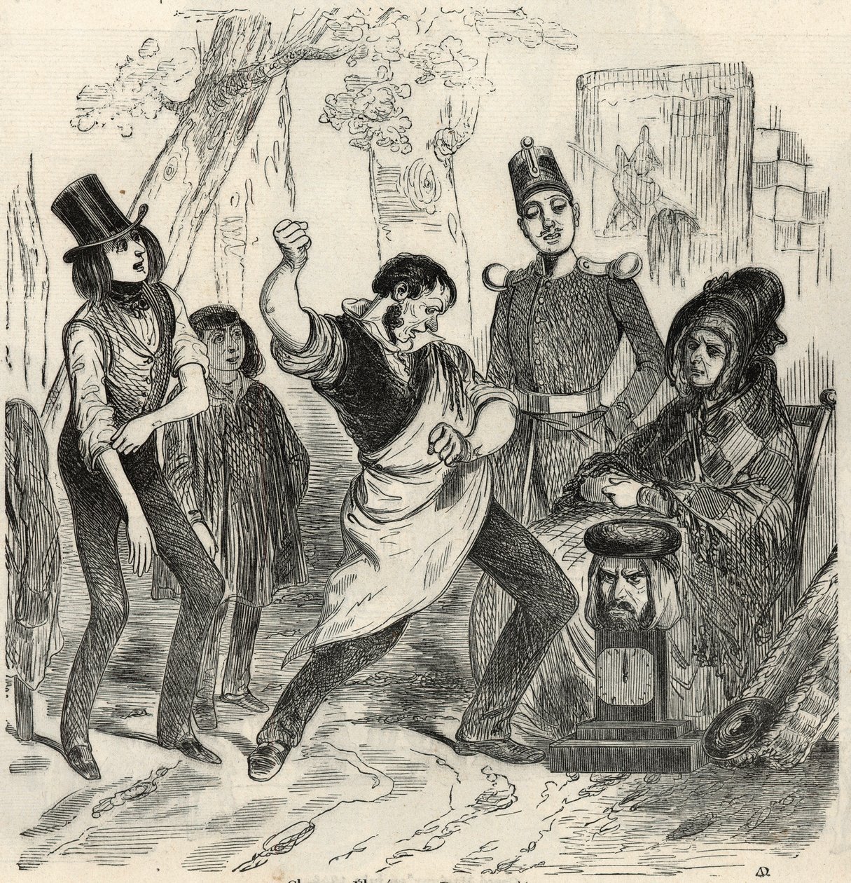 Champs-Élysées - Dynamomètre - Gravure dans « Tableau de Paris » par Edmond Texier 1852 - French School
